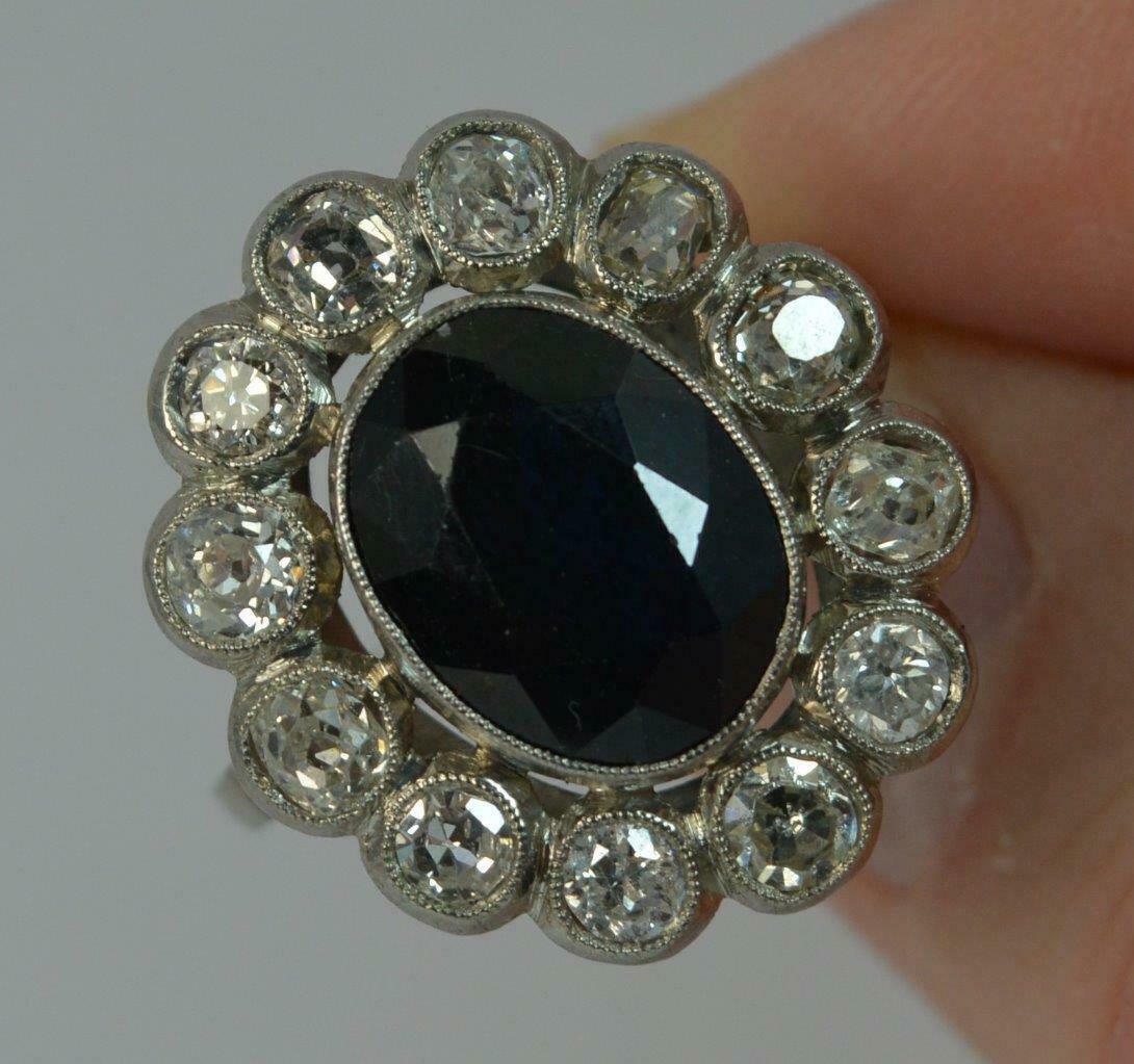 Antique French Old Cut Diamond & Sapphire Cluster Ring - Image 11 of 12