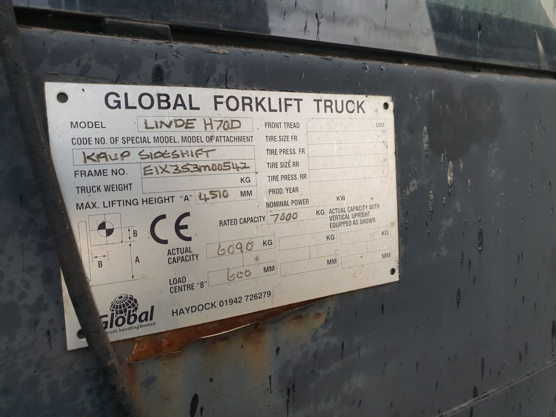 Linde H70 7 Tonne Diesel Forklift - Image 6 of 7