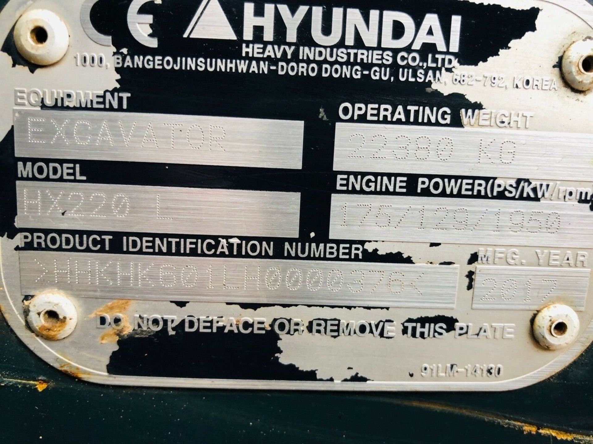 Hyundai Robex Excavator HX220L (2017 - Image 6 of 10