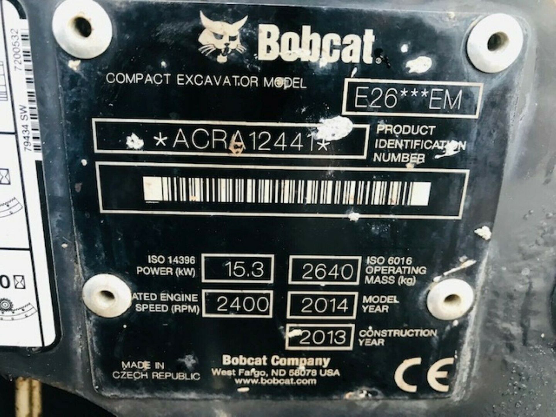 Bobcat E26. Make 2013 / Model 2014. - Image 12 of 12