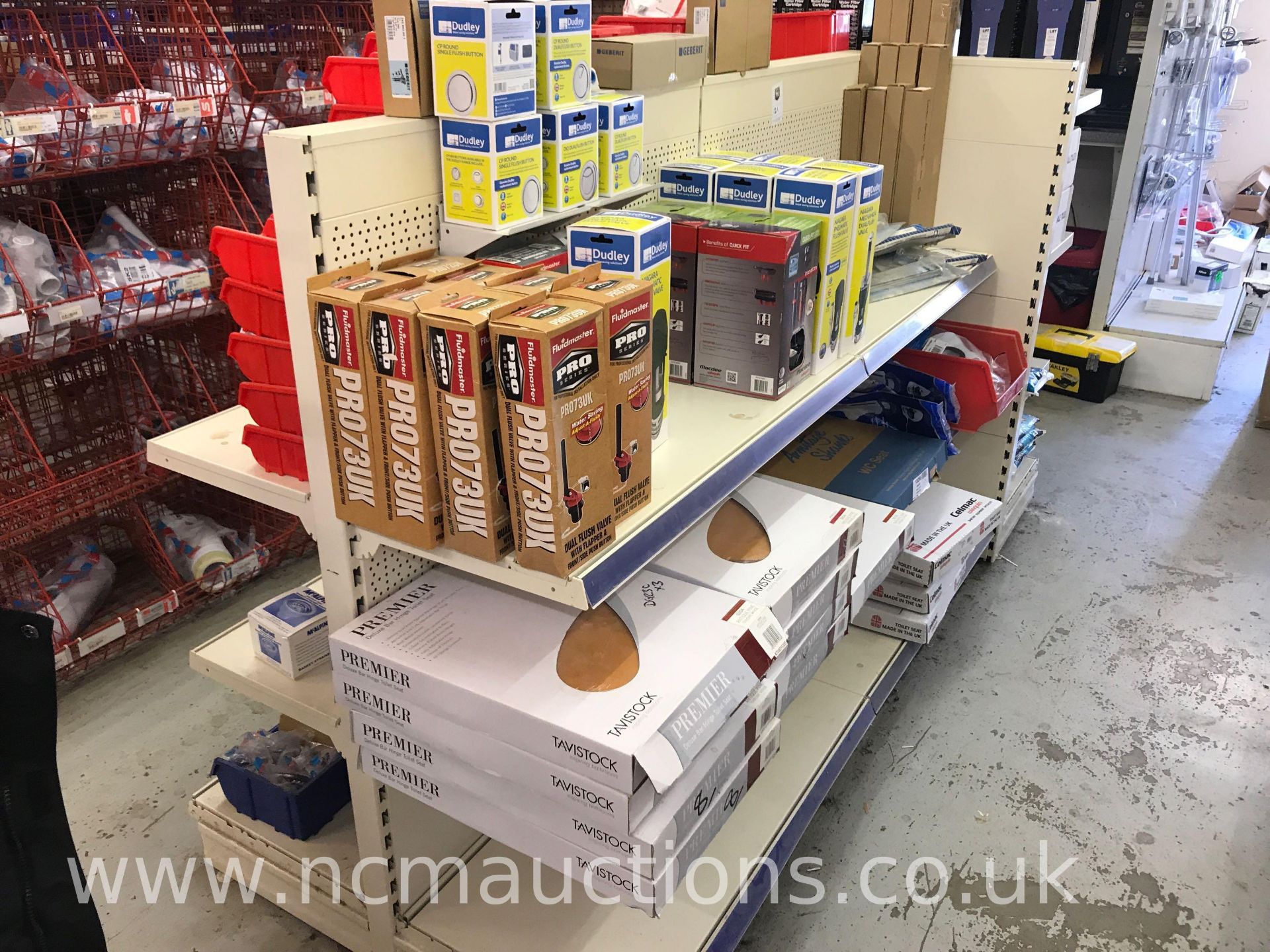 Double sided display rack with plumbing products