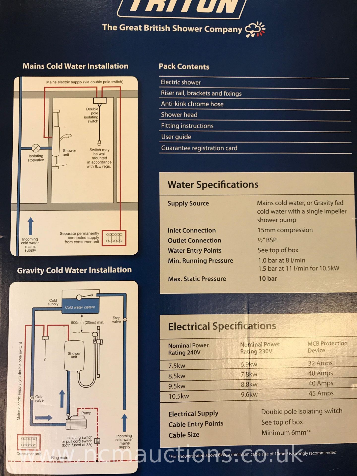 * NO RESERVE * Triton Electric shower - Image 3 of 4