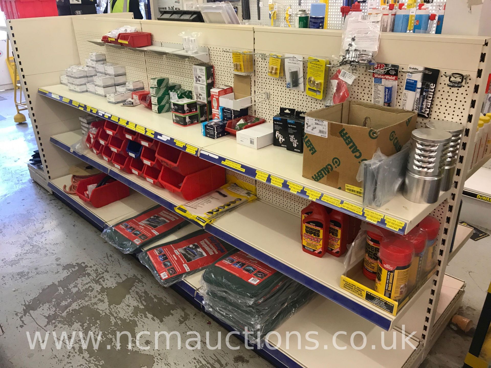 Double sided display rack with plumbing products