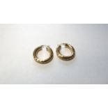 18ct Yellow Gold Patterned Creole Earrings