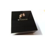 Stamped 750 Bulgari Diamond Stud Earrings in Bulgari Box