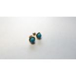 Turquoise Set Stud Earrings Stamped 585