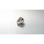 18ct White Gold Diamond Single Stone Twist 6 Claw Ring