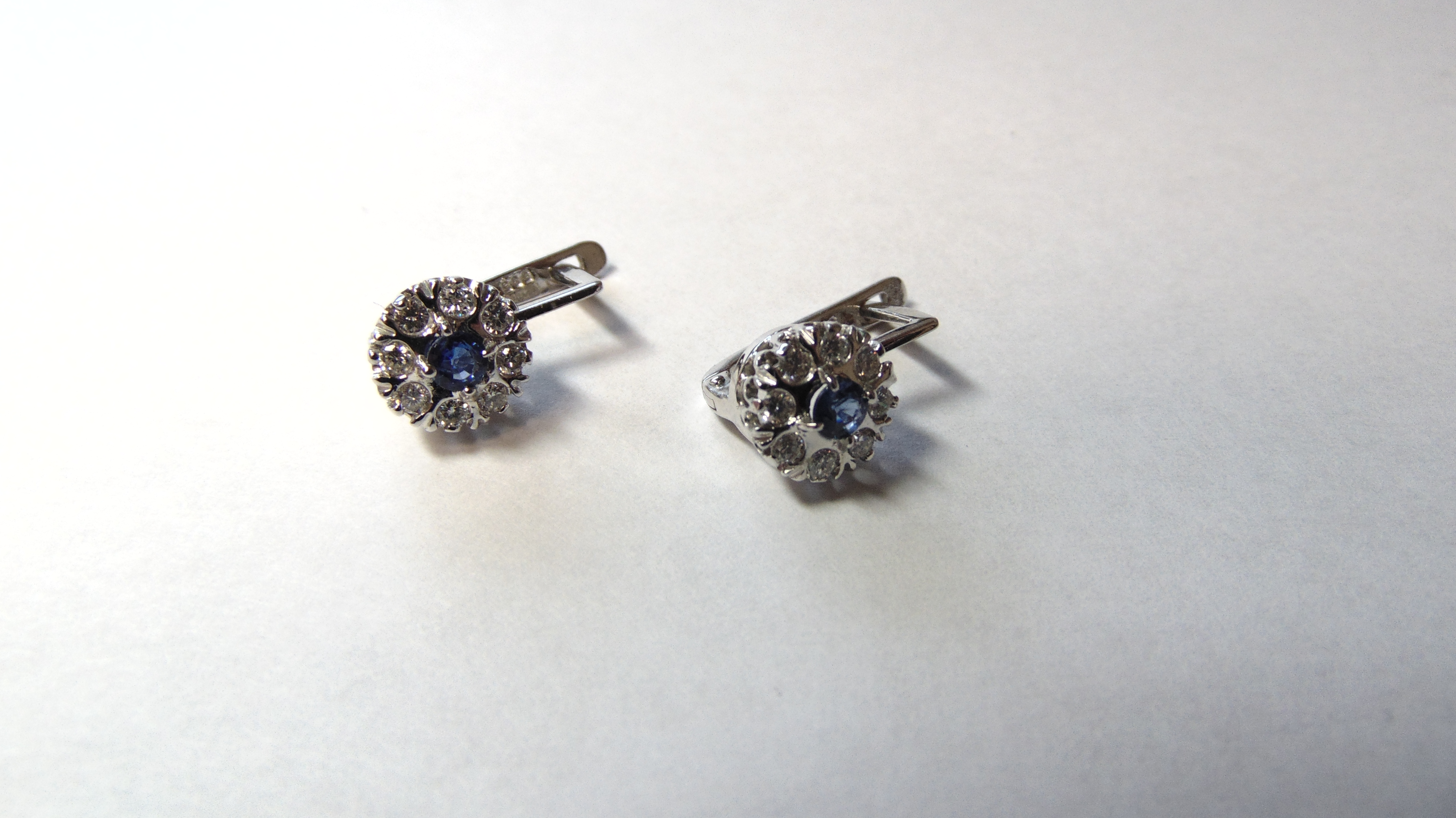 14ct White Gold Diamond & Sapphire Drop Earrings