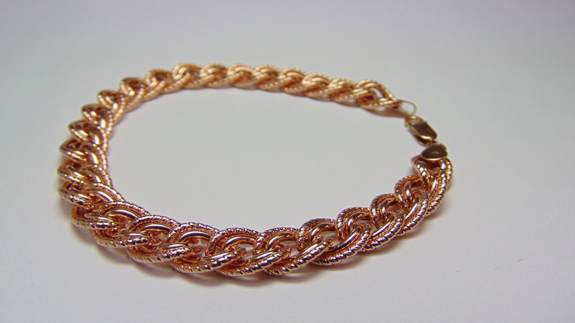 9ct Rose Gold Double Curb Fancy Bracelet