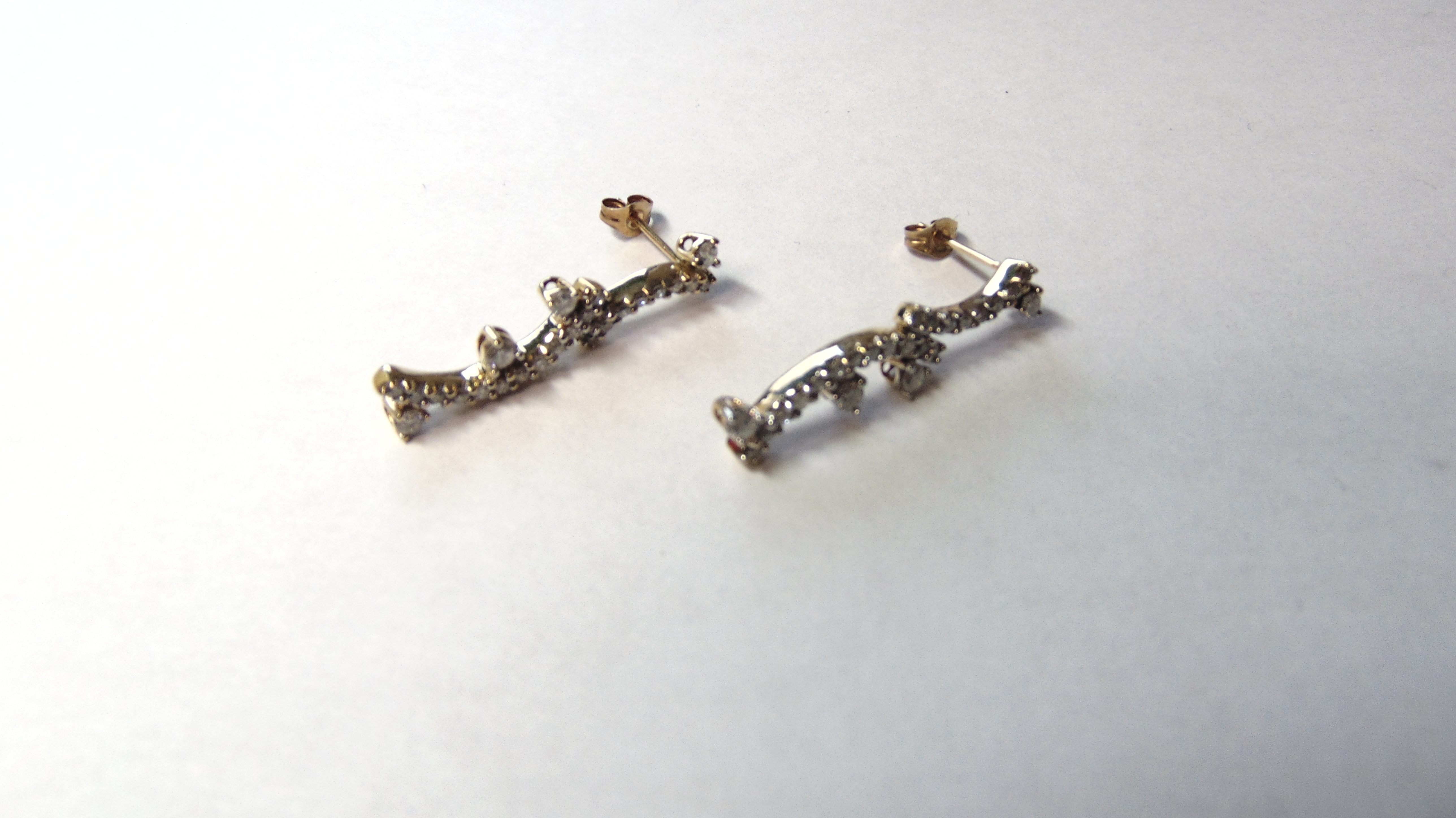 9ct Yellow Gold Diamond Double Branch Drop Earrings