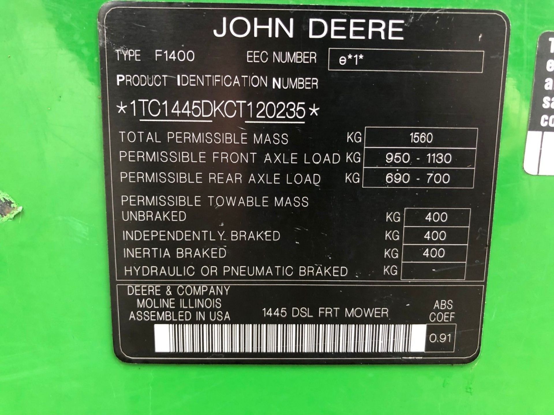 John Deere 1445 Upfront Mower - Image 7 of 7
