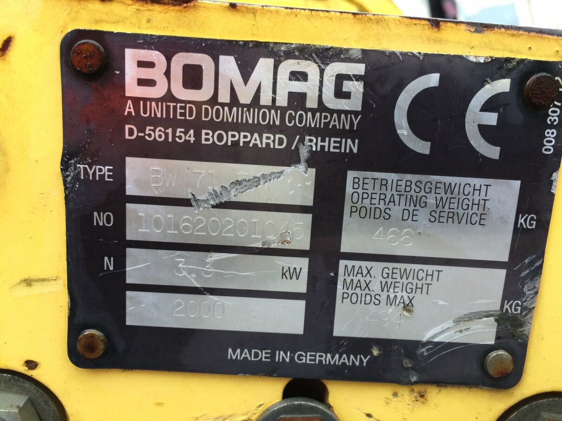 BOMAG BW 71E Roller Walk Behind HATZ Diesel Engine Single Vibrating Drum Roller - Image 6 of 10