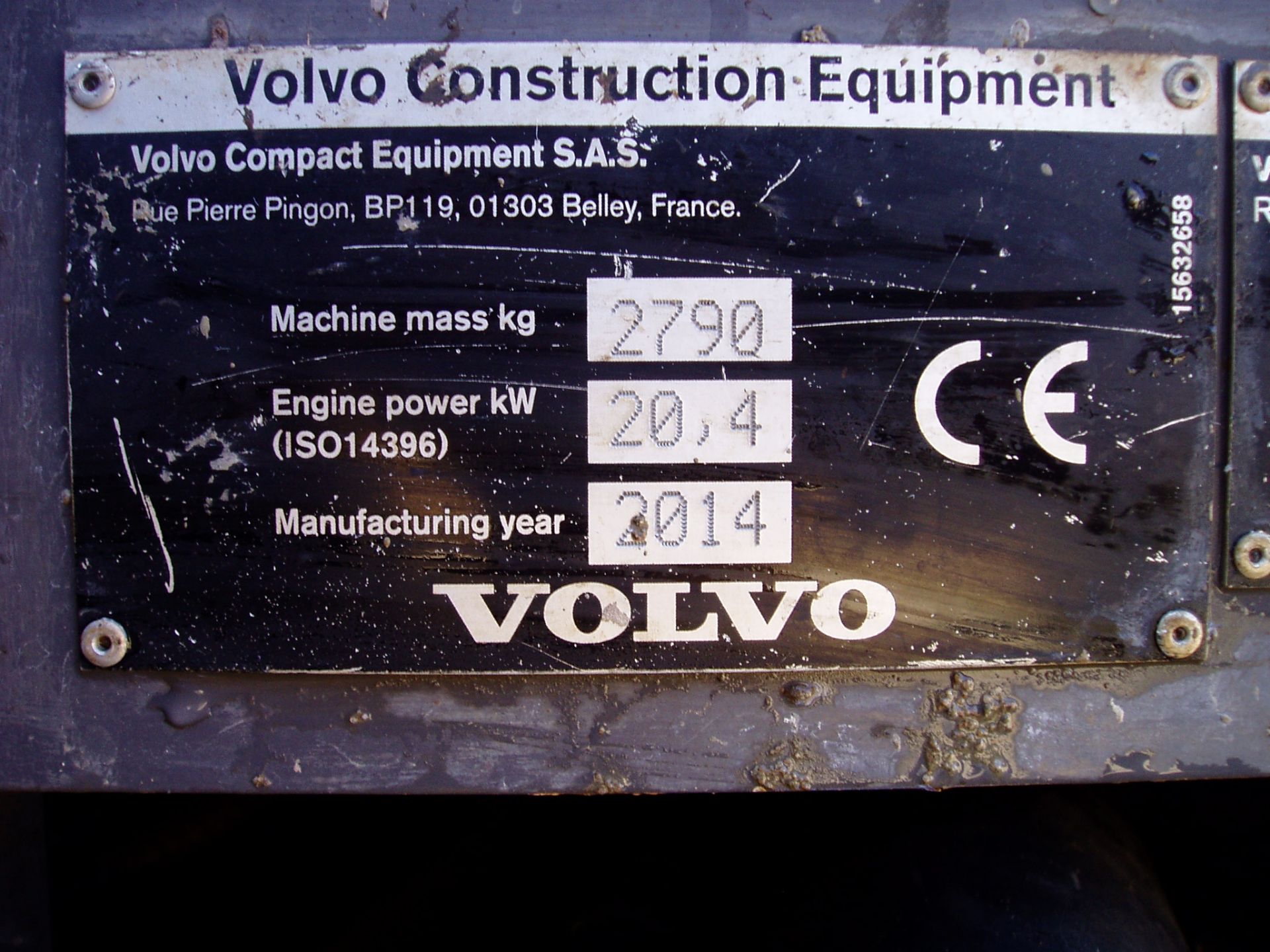 Volvo EC27C 44612790Kgs Mini Excavator - Image 12 of 21