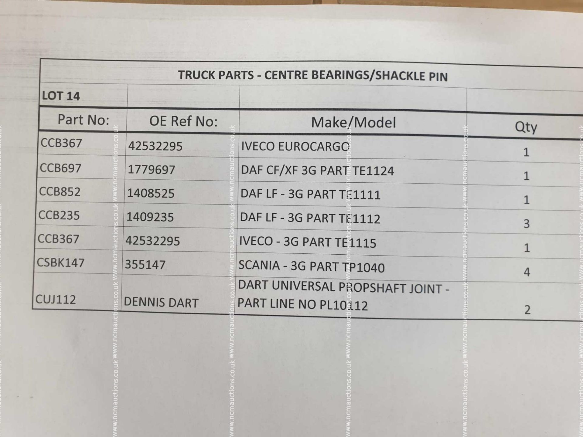 Commercial truck centre bearing and Shackle pins - Image 2 of 2