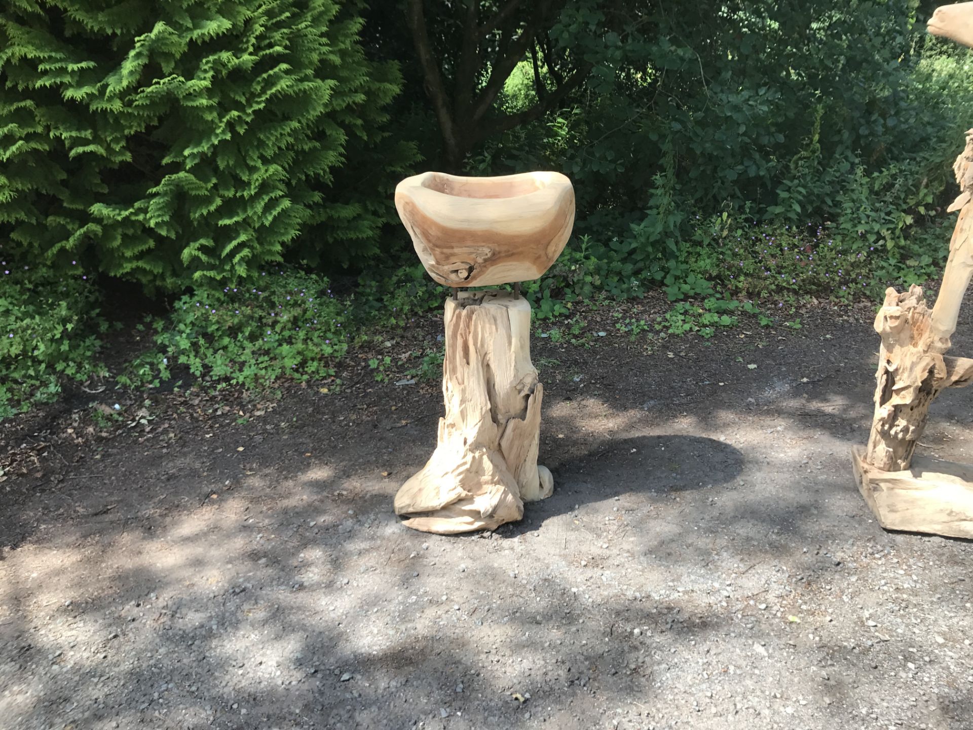 NEW SOLID TEAK DRIFTWOOD HEAVY DUTY GARDEN BIRDBATH/FEEDER