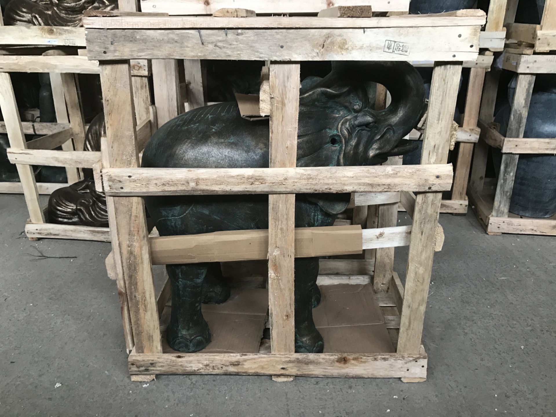 CRATED HANDMADE TERRECOTTA LARGE ELEPHANT STATUE WATER SPOUT