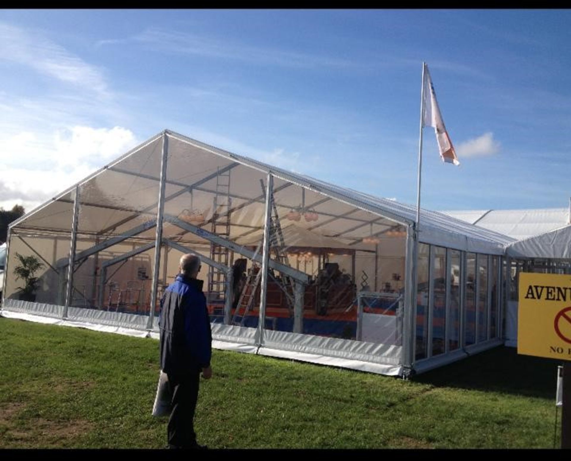 Hoecker Aluminium Marquee Model P12 (with additional sections, 2 x UPVC Double Doors and 5 x UPVC Mo