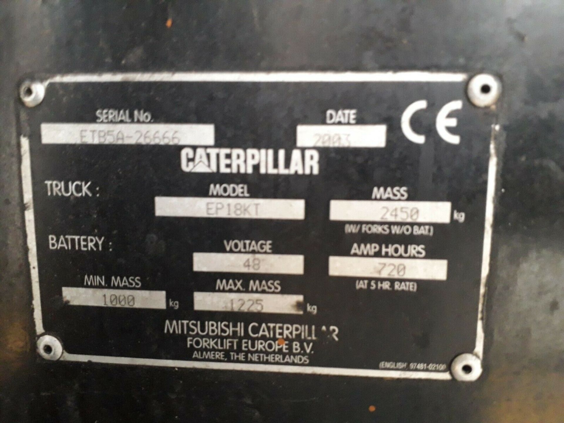 Cat 3 Wheeled Electric Forklift - Image 5 of 6