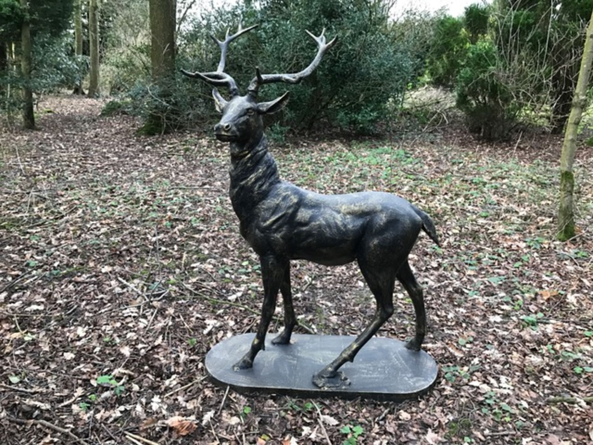 LARGE CAST IRON STANDING STAG IN BRONZE FINISH