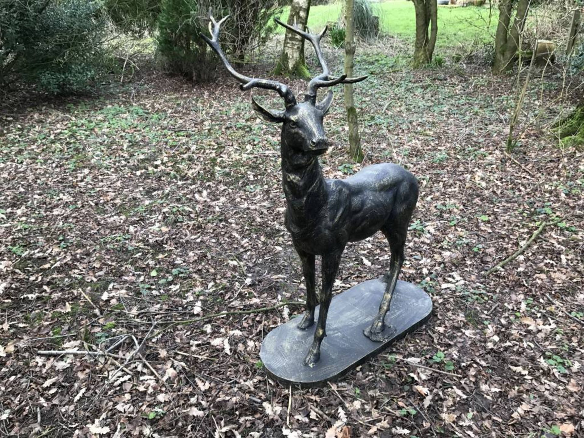 LARGE CAST IRON STANDING STAG IN BRONZE FINISH
