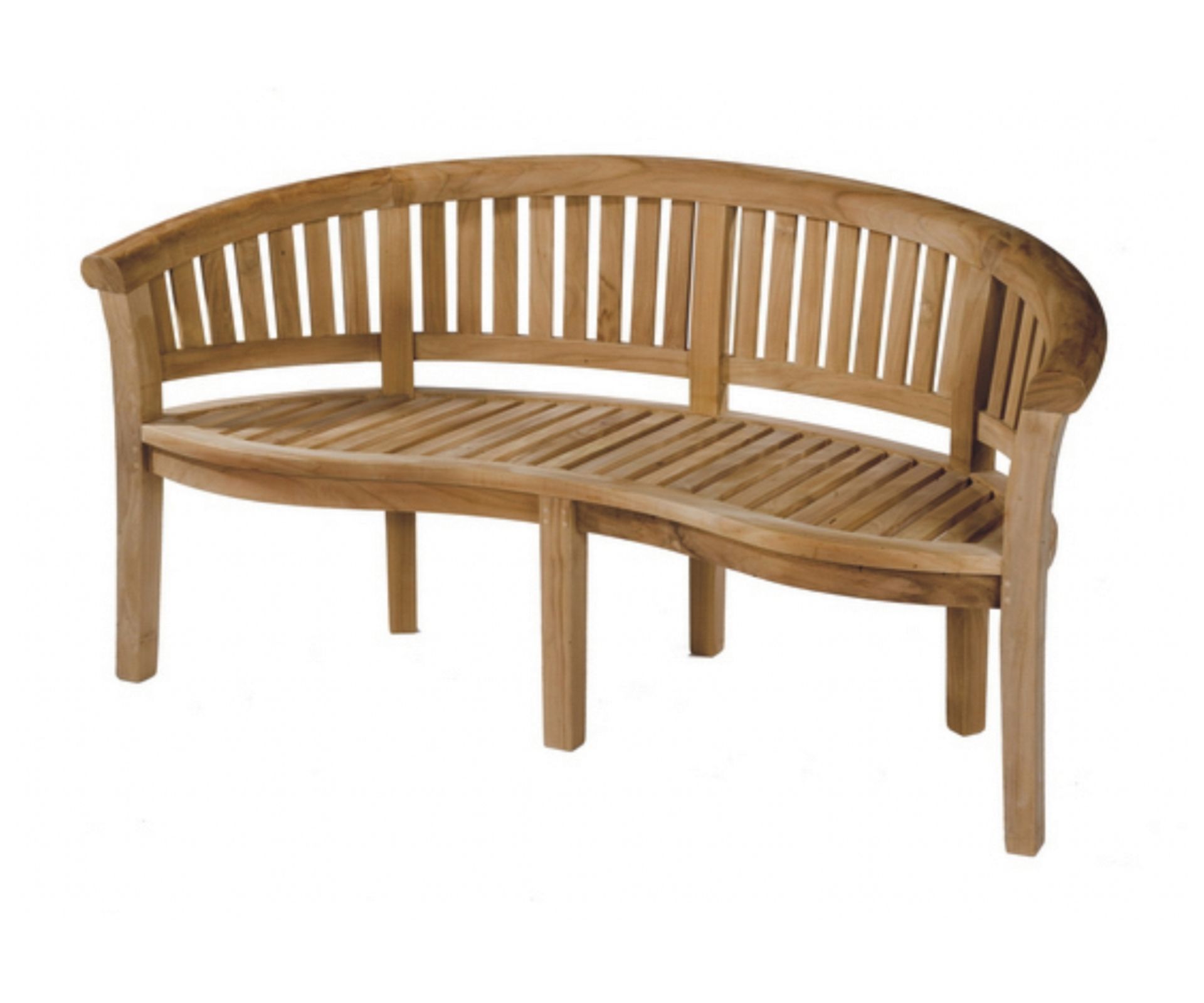 NEW PACKAGED SOLID TEAK PEANUT BENCH