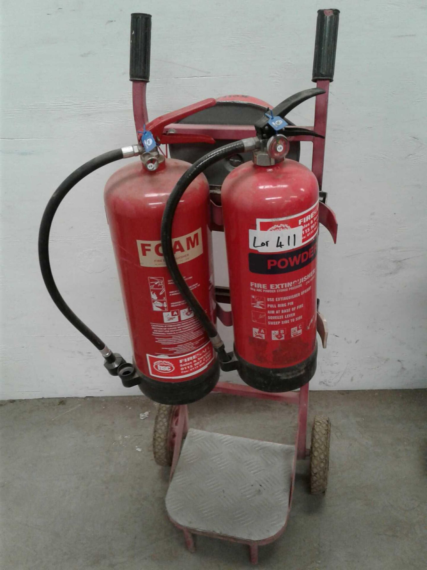 fire truck with two fire extinguishers