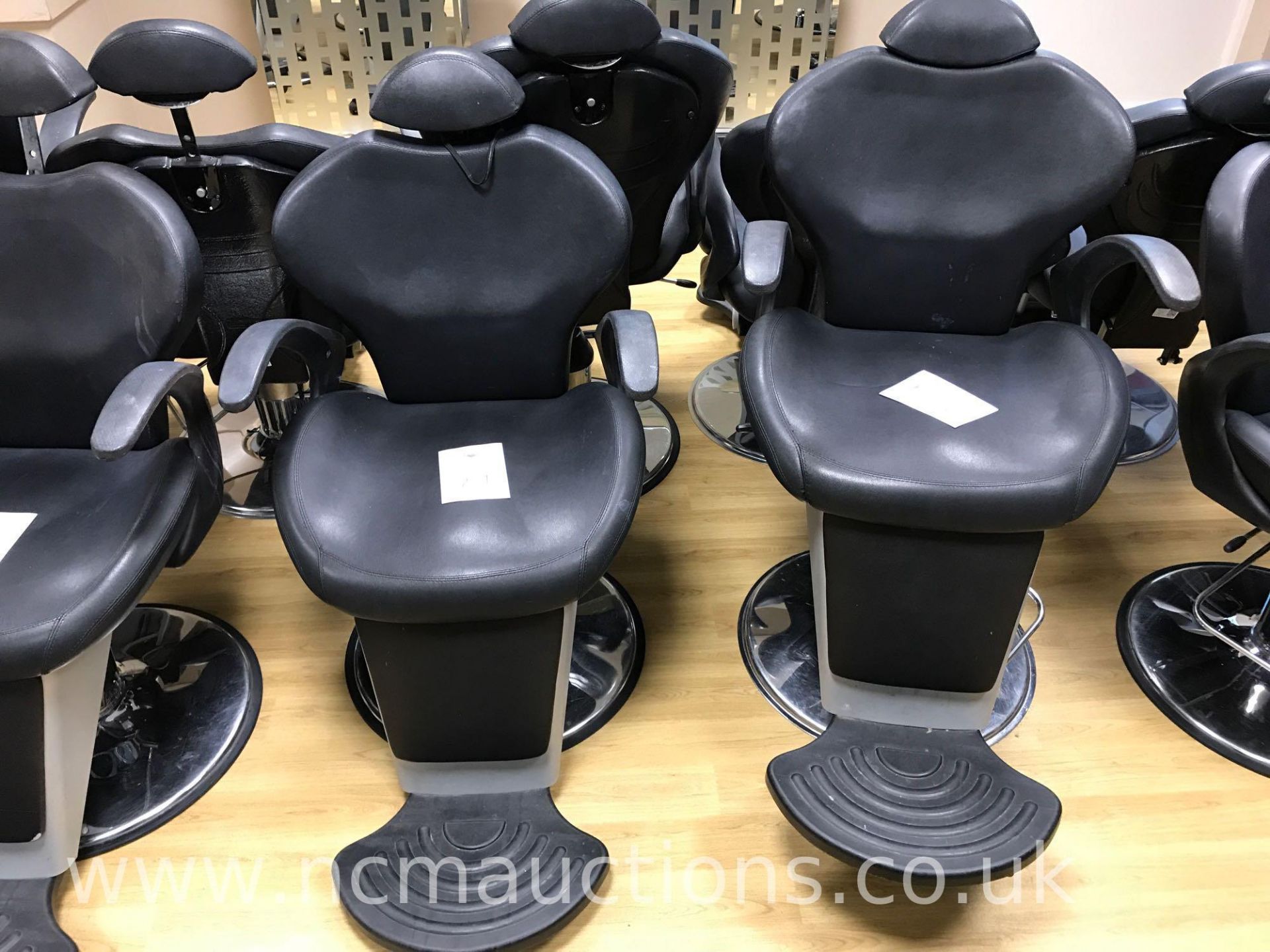 2 x Black Leather Barber Chairs