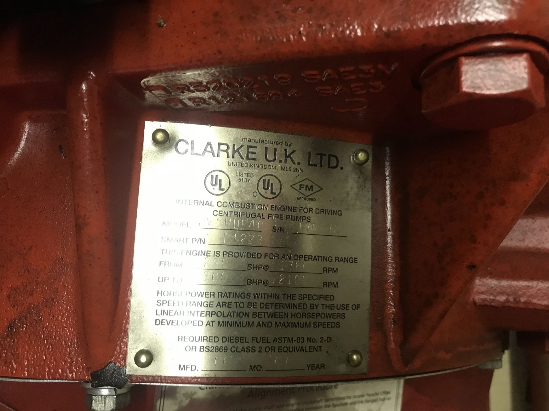 CLARKE/ JOHN DEERE JW6HUF40 Diesel Fire Pump System - Image 3 of 4