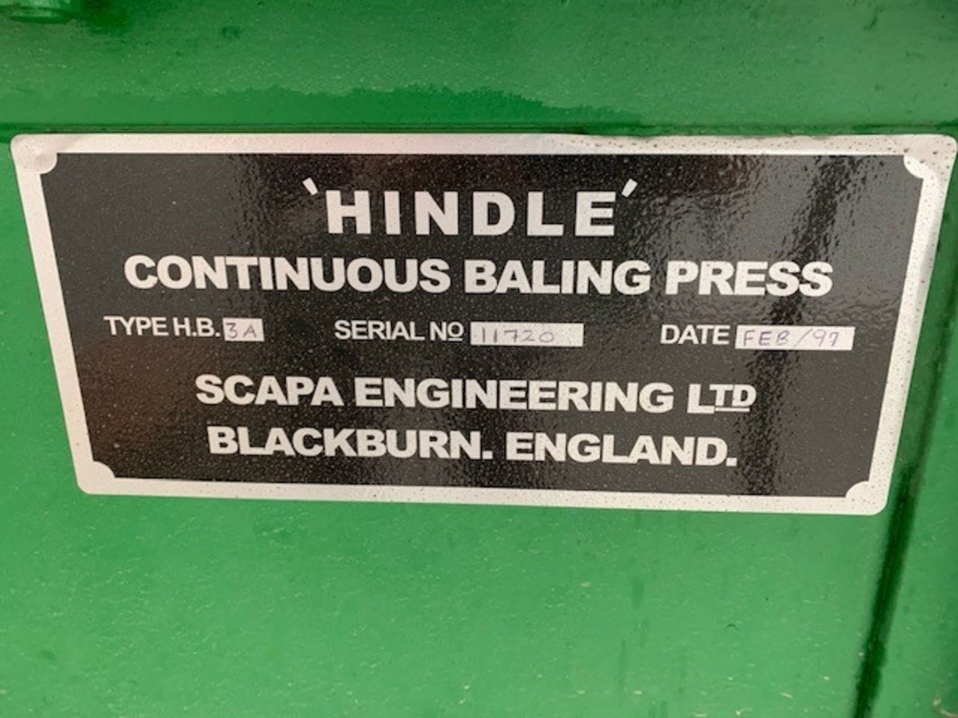 Hindle Continuous Baling Press HB3A - Image 3 of 3