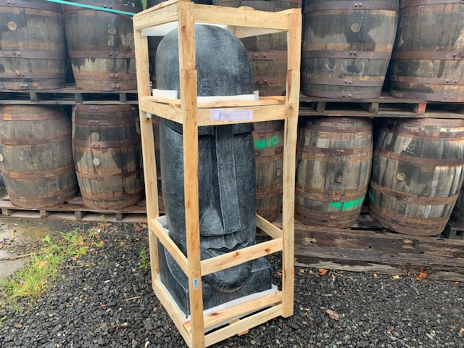 CRATED LARGE 5FT TALL EASTER ISLAND STATUE