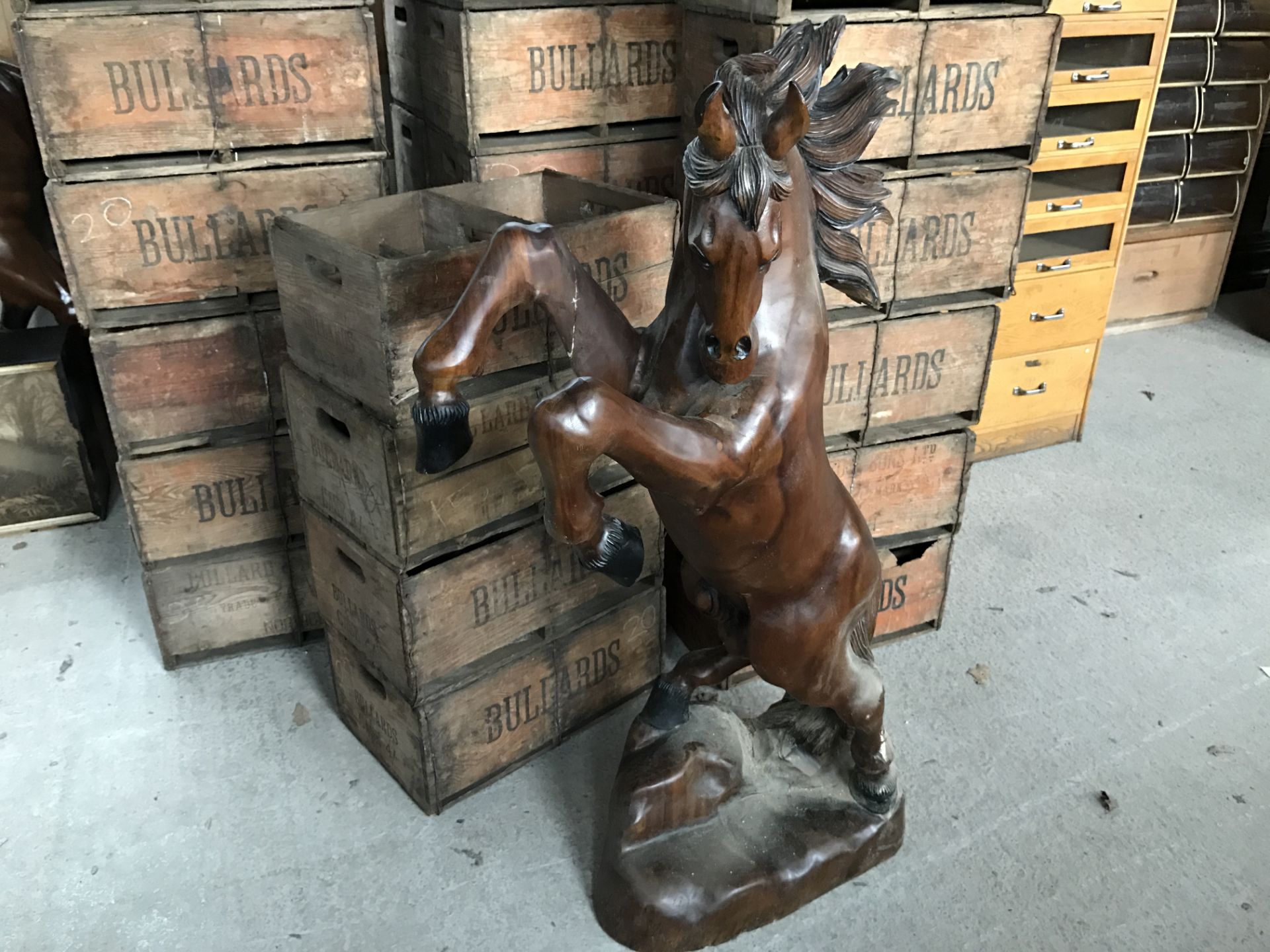 SOLID WOOD HANDMADE REARING MUSTANG HORSE