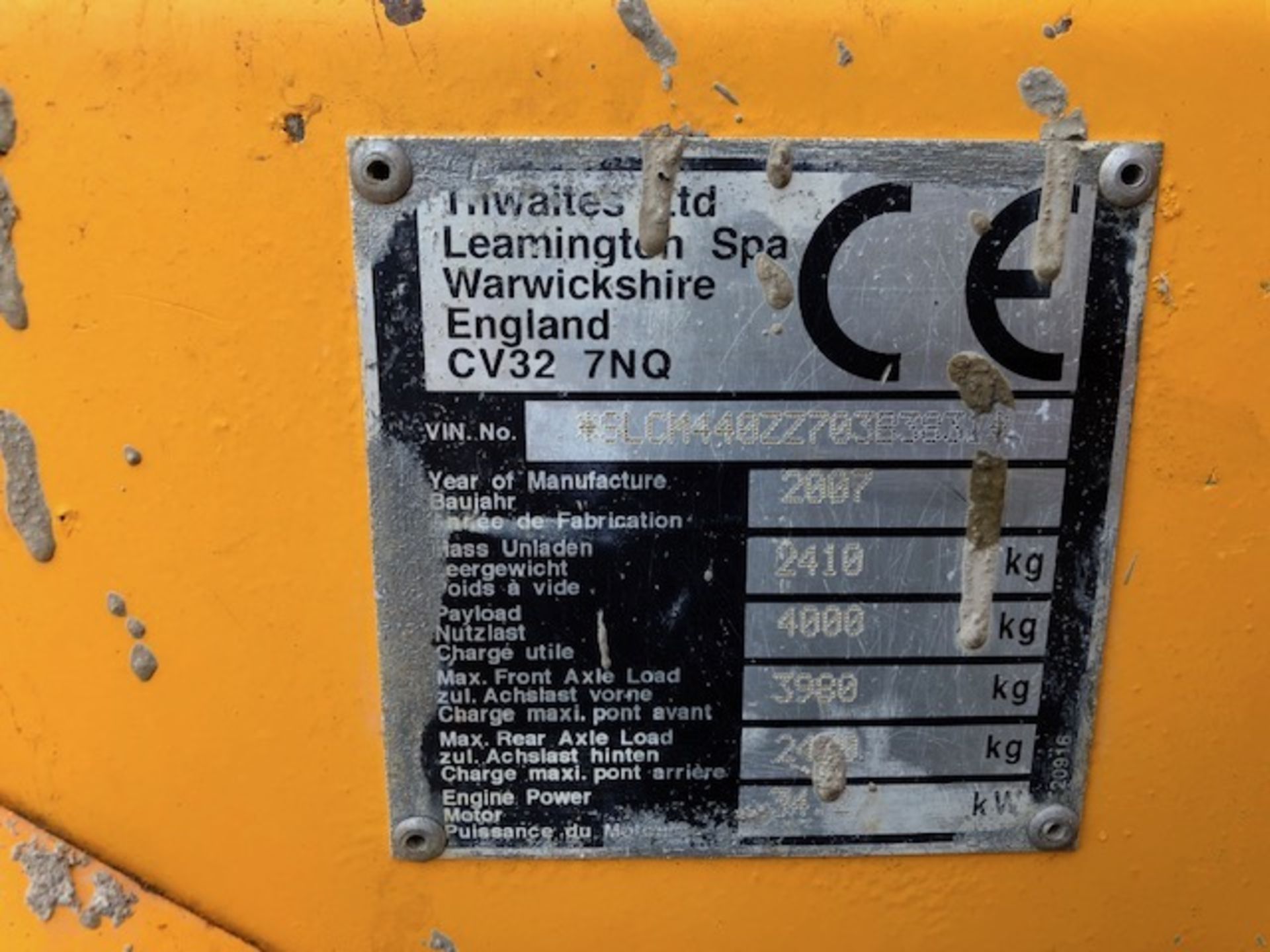 Thwaites 4 Ton Dumper - Image 12 of 12