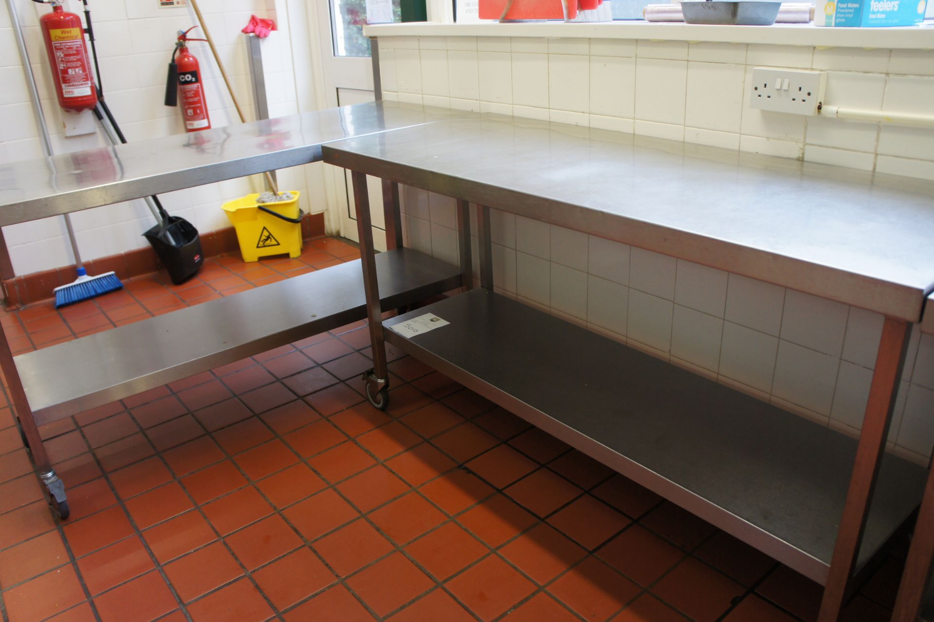 x1 Stainless Steel Prep Tables (On caster wheels) - Image 2 of 3