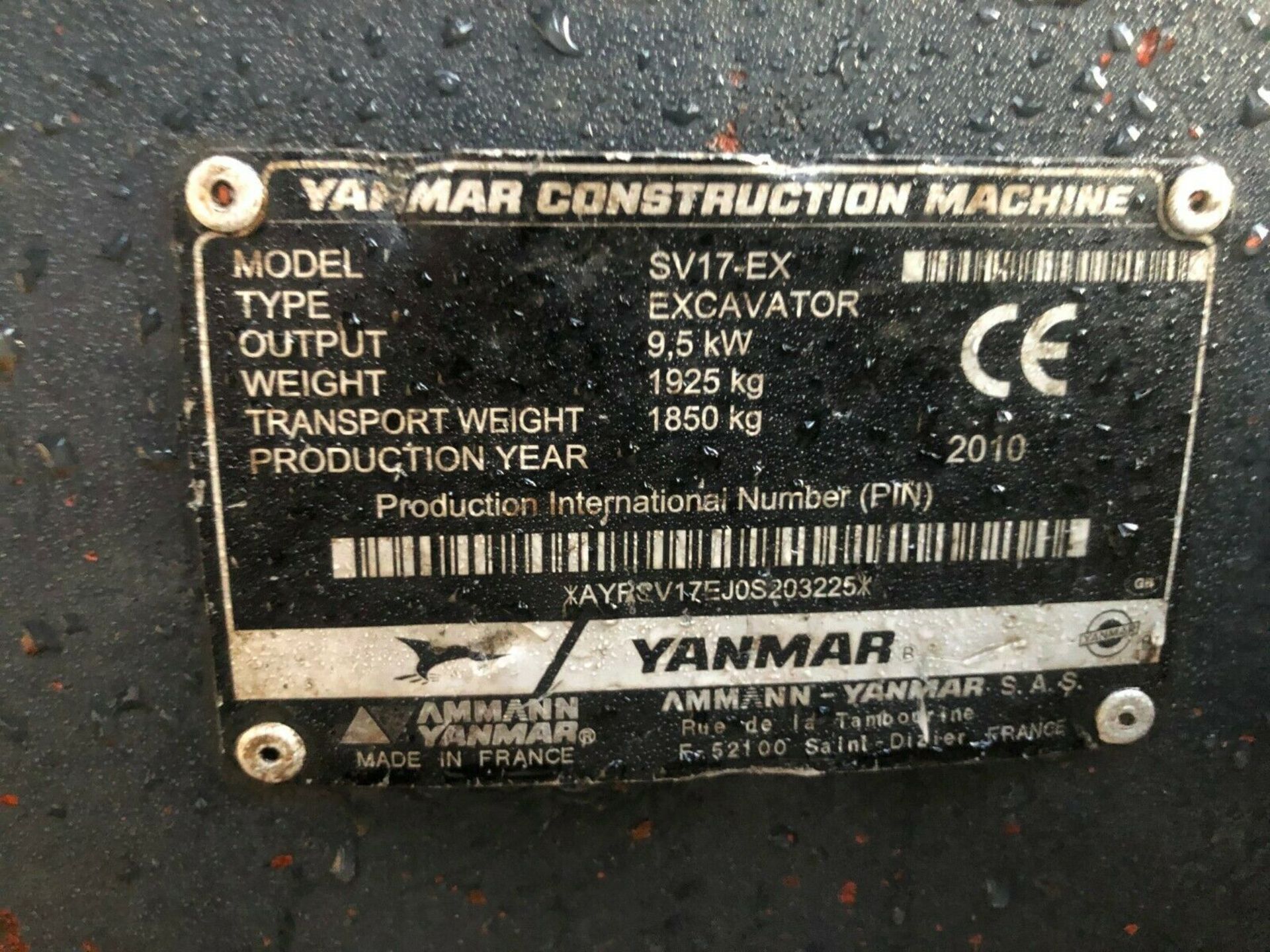 Yanmar SV17-EX Digger / Excavator - Image 10 of 11