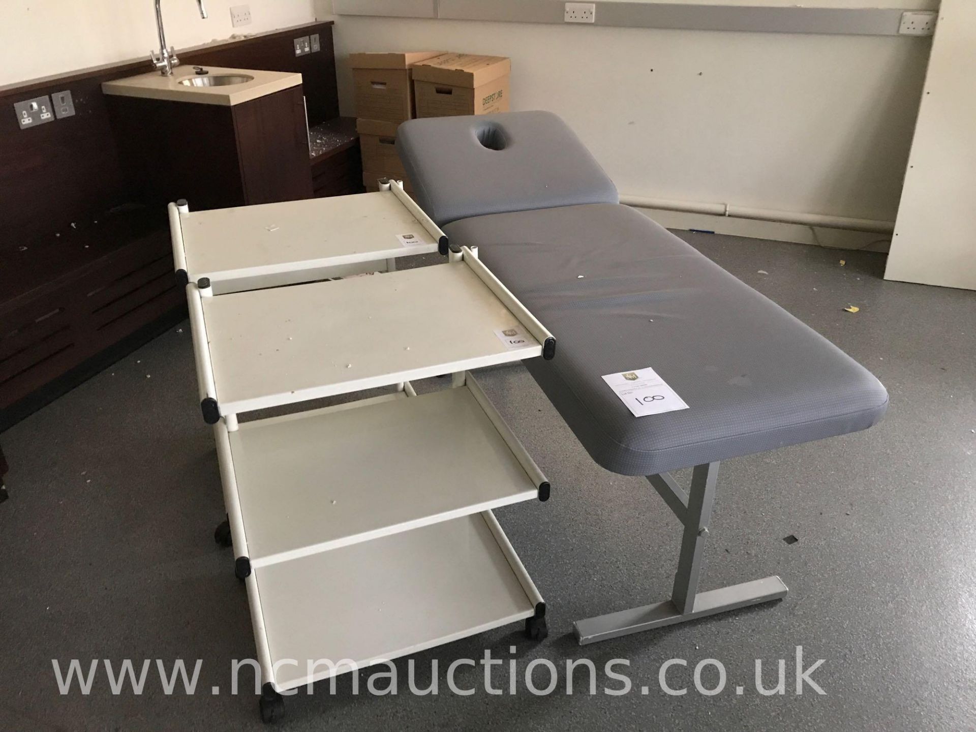 Massage bed and 2 x beauty trolleys