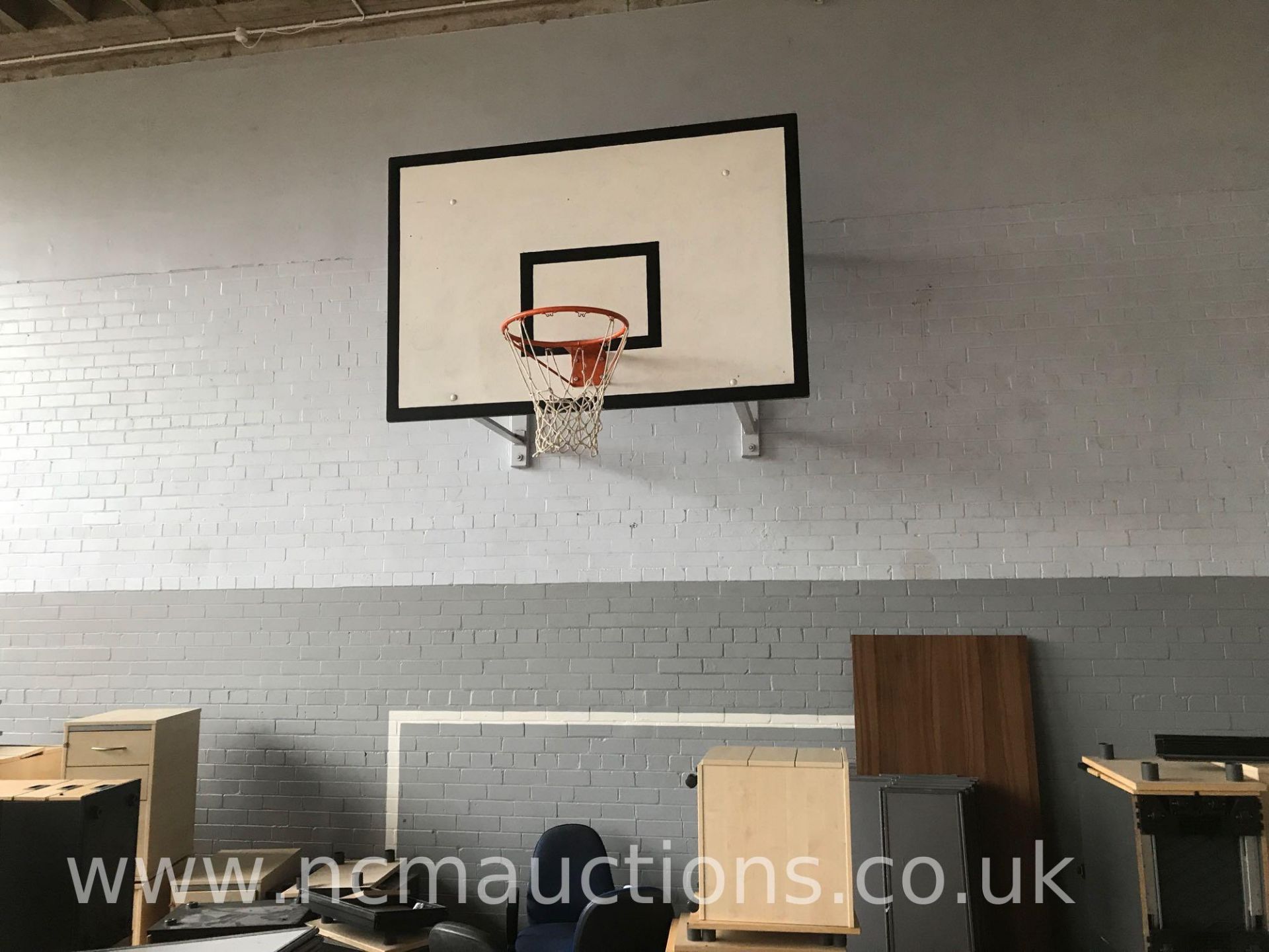 Wall mounted Full size basket ball hoops and back boards - Image 2 of 2