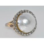 Mabe Pearl and Diamond Ring