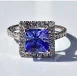 Tanzanite and Diamond Cluster Ring