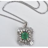 Emerald and Diamond Pendant Necklace