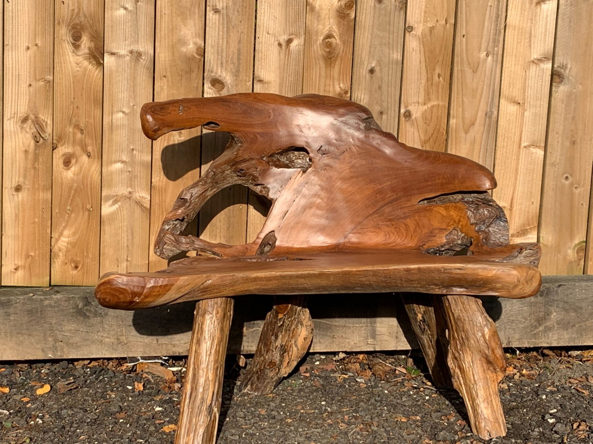 LARGE HEAVY HIGHLY POLISHED DRIFTWOOD BENCH