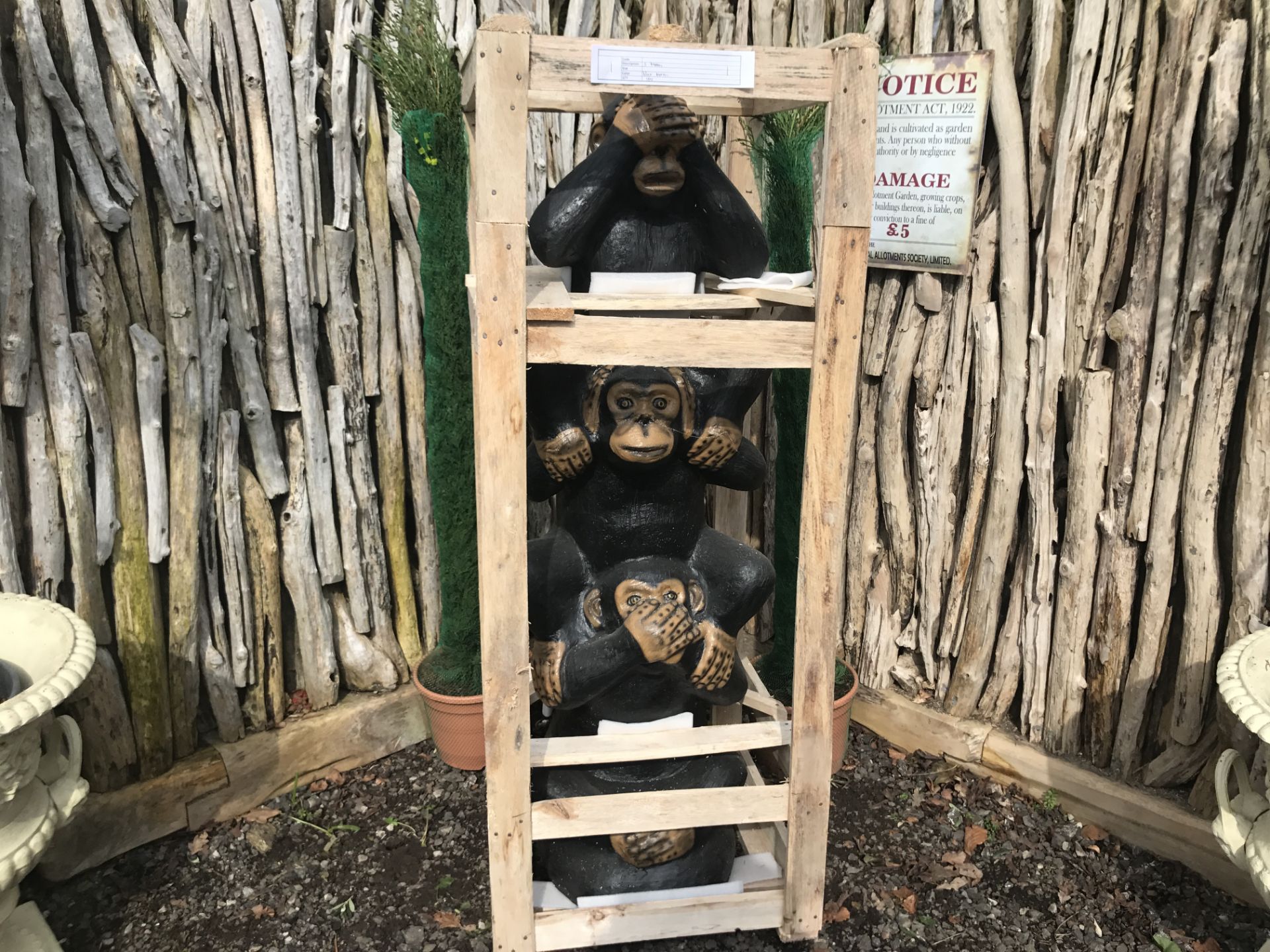 CRATED LARGE SET OF 3 CHEEKY MONKEYS