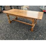 HIGH QUALITY SOLID OAK 7FT LONG REFECTORY TABLE