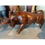 MUSEUM QUALITY HANDCARVED HIGHLY POLISHED SOLID WOOD 1M LONG BULL FIGURE