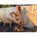 IMPRESSIVE 2M HIGH HEAVY REARING HEAVY MUSTANG IN SOLID WOOD