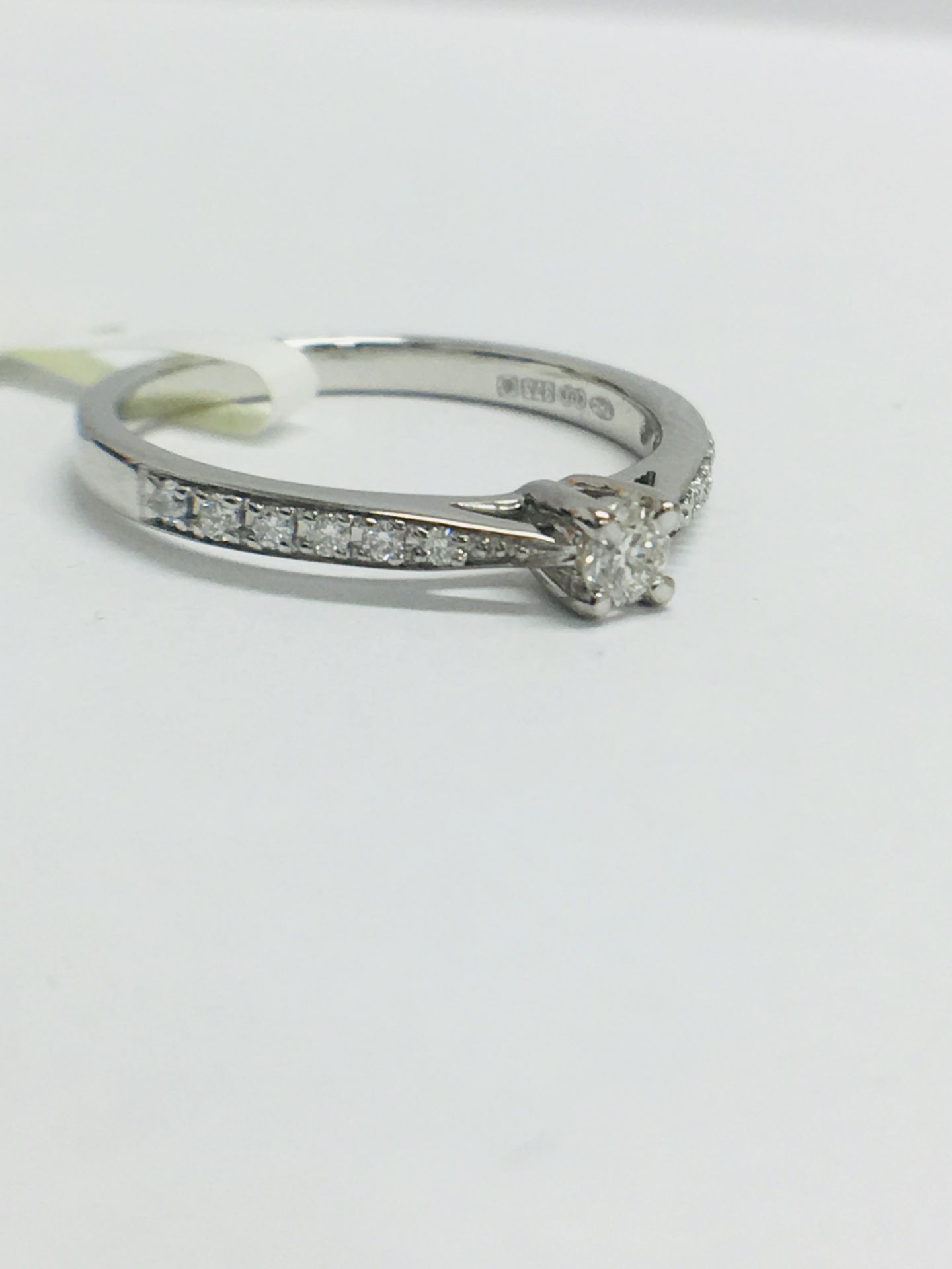 9K WhiteGold diamond Solitaire Diamond set shoulders - Image 8 of 10