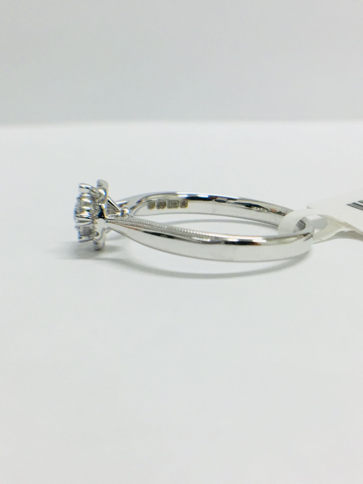 9CT White Gold diamond Solitaire illusion set ring with a millegrain edge shank - Image 4 of 11