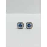 9CT White Gold Tanzanite diamond Stud Earrings