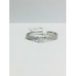 9ct White Gold diamond Solitaire Ring with Diamond set shoulders