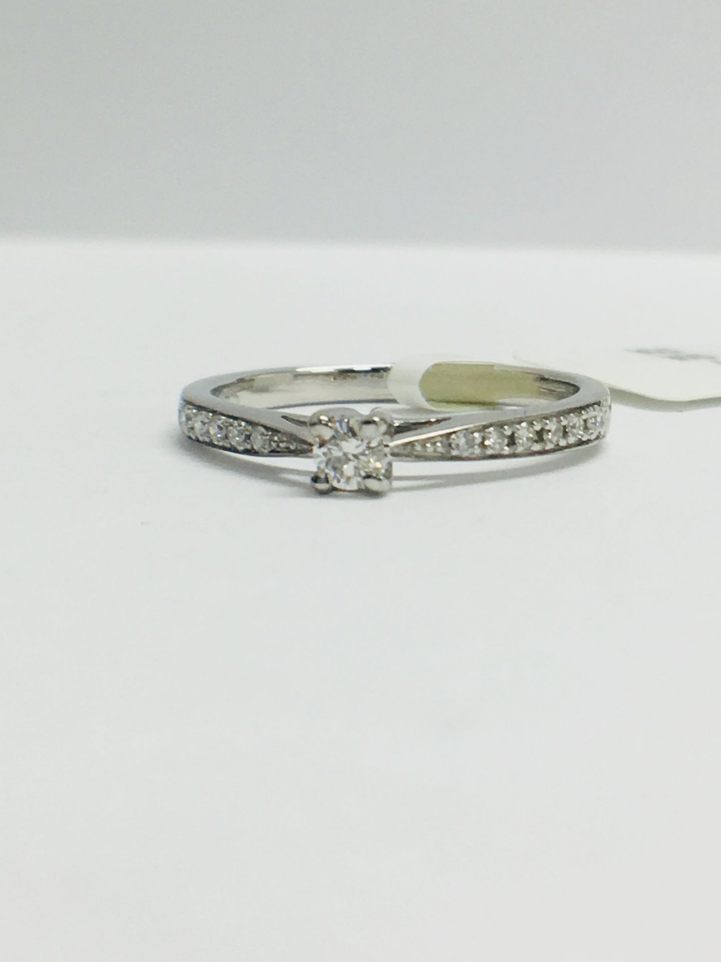 9K WhiteGold diamond Solitaire Diamond set shoulders