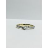 9ct Yellow Gold Diamond Solitaire ring with Diamond set shoulders
